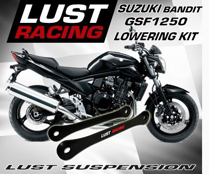 Bandit 1250 lowering kit. Suzuki Bandit GSF1250 lowering kit from Lust Racing, image