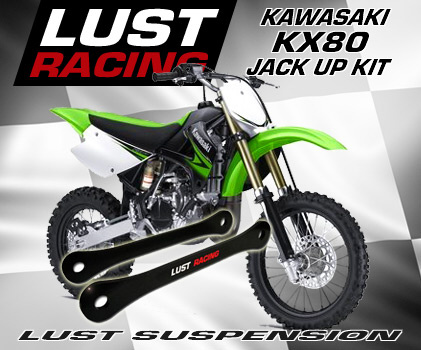 KX80 jack up kit. Lust Racing rear suspension jack up linkage kit for Kawasaki KX80, image